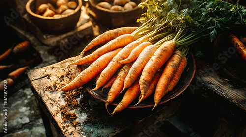 Carottes fraiches avec fanes 