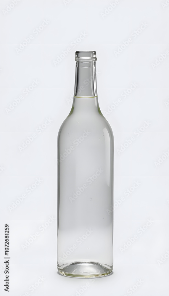 Clear spirit bottle, front view isolated with white highlights, png Clear spirit bottle, front view isolated with white highlights, png