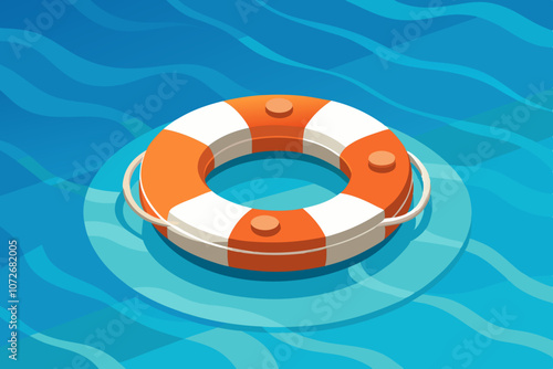 An orange lifebuoy ring isolated on a white background vector illustration
