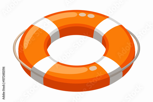 An orange lifebuoy ring isolated on a white background vector illustration