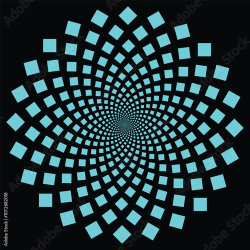 Abstract spiral dotted spinning  vortex style flower background 