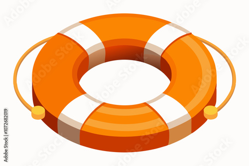 An orange lifebuoy ring isolated on a white background vector illustration