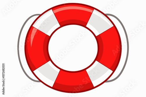 An orange lifebuoy ring isolated on a white background vector illustration