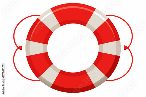 An orange lifebuoy ring isolated on a white background vector illustration