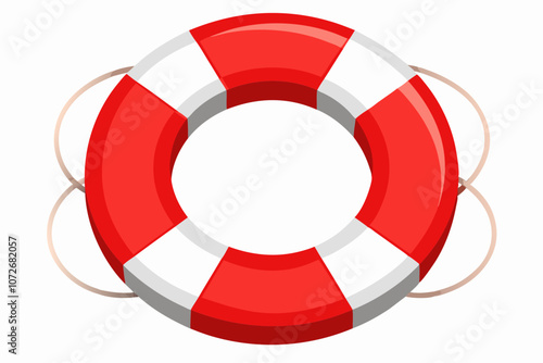 An orange lifebuoy ring isolated on a white background vector illustration