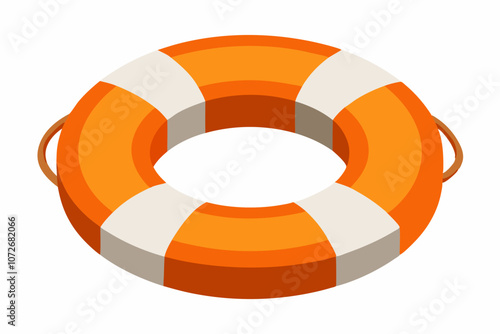 An orange lifebuoy ring isolated on a white background vector illustration