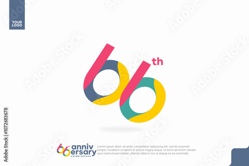 Number 66 logo icon design, 66th birthday logo number, anniversary 66