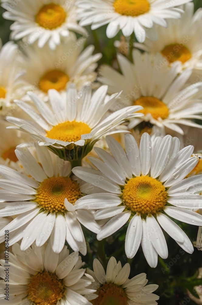 Obraz premium Close-Up of Daisy Cluster with Yellow Centers