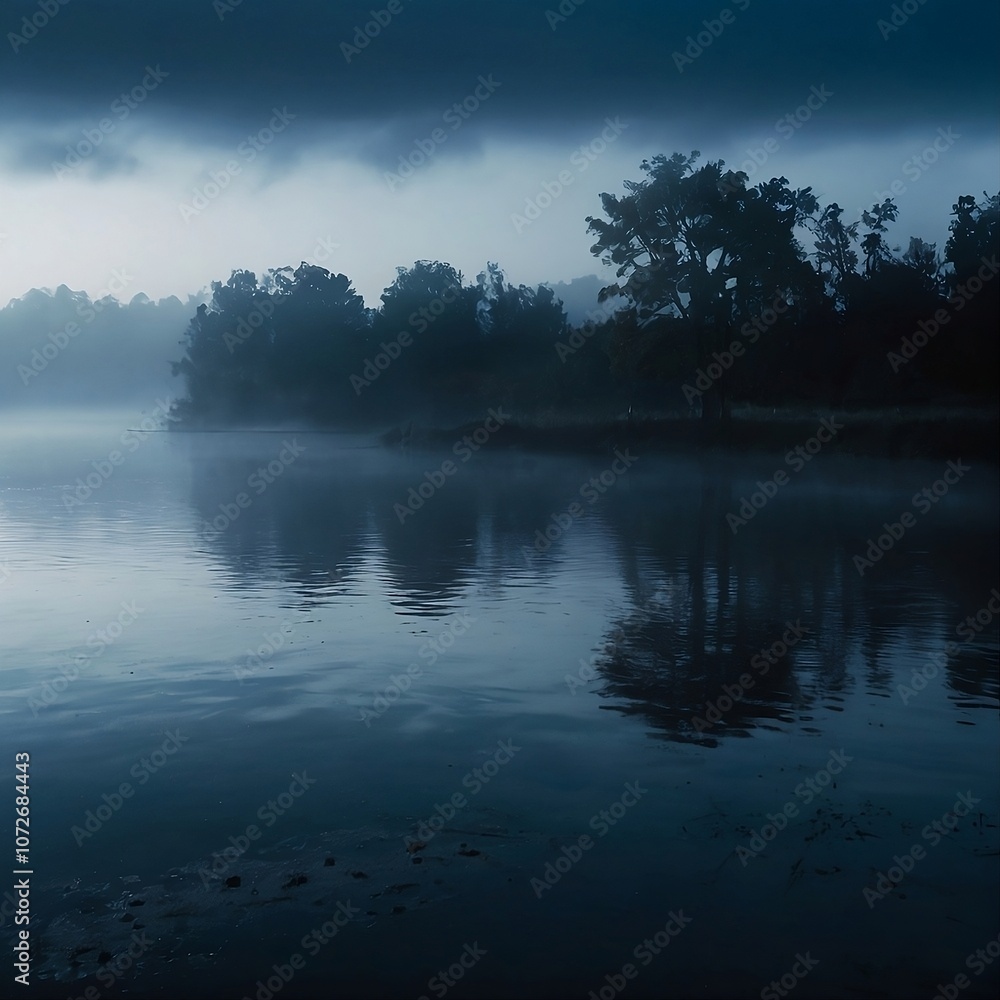 sunrise over the lake with blue light sunrise over the lake with blue light
