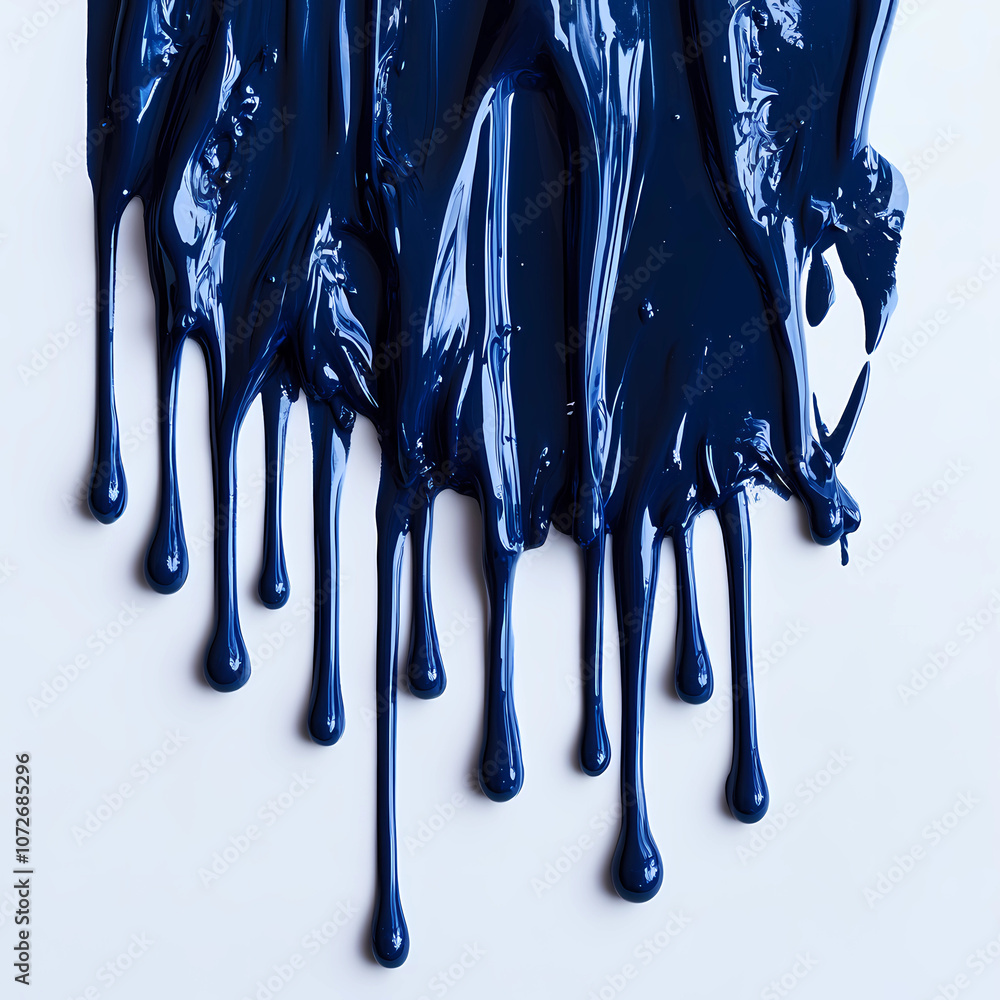 Rich Blue Paint Carefully Dripped onto Canvas Highlighting Artistic Creative Abstract Expression Rich Blue Paint Carefully Dripped onto Canvas Highlighting Artistic Creative Abstract Expression