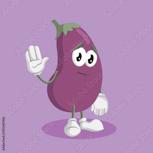 Eggplant mascot goodbye pose