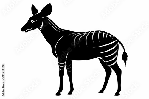 Okapi silhouettes and icons. Black flat color simple elegant white background Okapi animal vector and illustration ,Okapi Silhouette Vector Illustration Clipart, Okapi silhouette vector illustration. photo