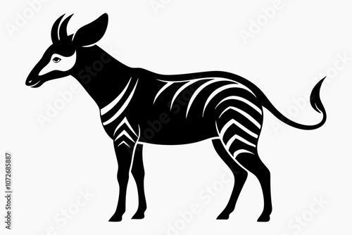 Okapi silhouettes and icons. Black flat color simple elegant white background Okapi animal vector and illustration ,Okapi Silhouette Vector Illustration Clipart, Okapi silhouette vector illustration. photo