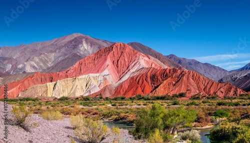 argentina jujuy andes purmamarca seven colors hill cerro siete colores in quebrada purmamarca photo