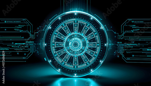 Hologram made of wheel with a futuristic data interface - 3d rendering isolated with white highlights, png photo