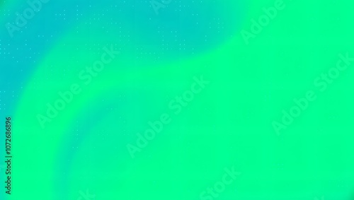 Green and blue gradient background with white dots. 