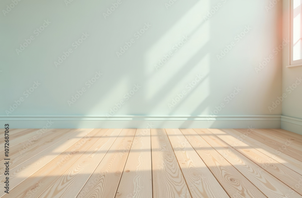 Light wood flooring shot from a low angle in an interior with soft pastel shades. Creates a feeling of coziness and calmness, ideal for interior and design projects in Scandinavian minimalism style Light wood flooring shot from a low angle in an interior with soft pastel shades. Creates a feeling of coziness and calmness, ideal for interior and design projects in Scandinavian minimalism style