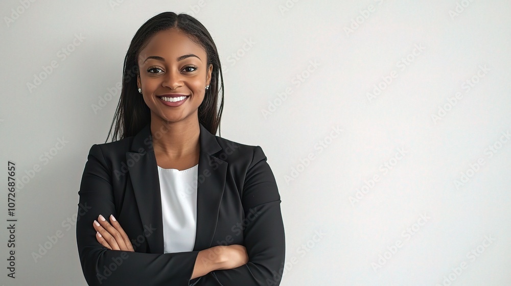 Confident Female IT Helpdesk Manager Smiling with Crossed Arms, Exuding Professionalism and Approachability in an Office Setting Confident Female IT Helpdesk Manager Smiling with Crossed Arms, Exuding Professionalism and Approachability in an Office Setting
