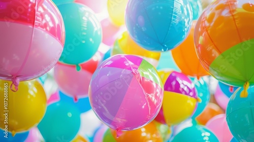 Wallpaper Mural Neonhued beach balls suspended in midair evoking memories of carefree summer days spent by the pool. Torontodigital.ca