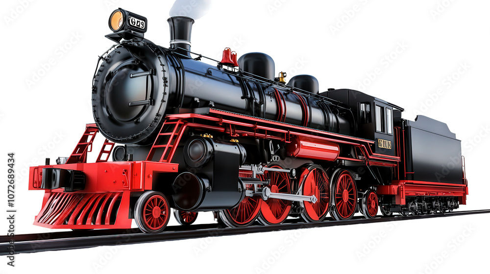 Fototapeta premium steam vintage locomotive train, isolated, transparent, png, background