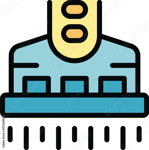 Electric shaver trimming hairs icon, cartoon style vector illustration