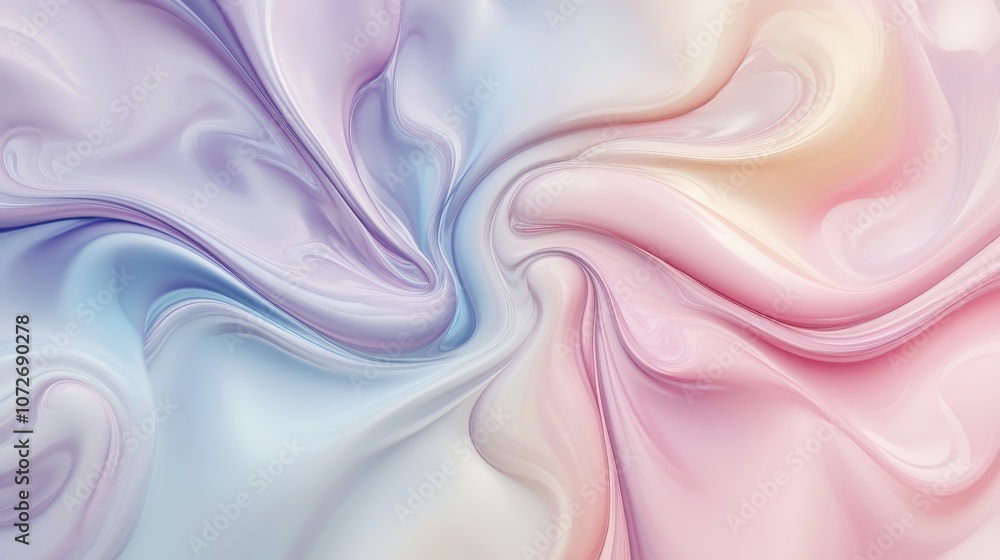 Fototapeta premium Abstract Swirling Pastel Background with Smooth Pink and Blue Tones - Digital Art