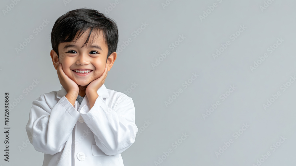 Indonesian little boy smiling excited wearing doctor lab coat image ideals Indonesian little boy smiling excited wearing doctor lab coat image ideals