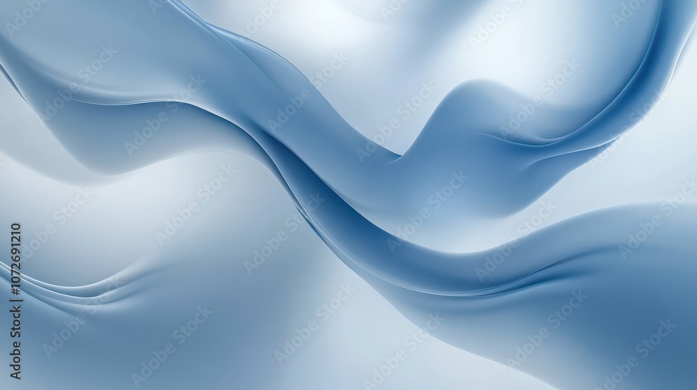 Fototapeta premium Abstract Blue Wavy Background - Smooth Curved Lines, Modern Design, Minimalist Texture