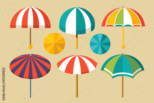 Set of beach umbrella design vector art illustration photo