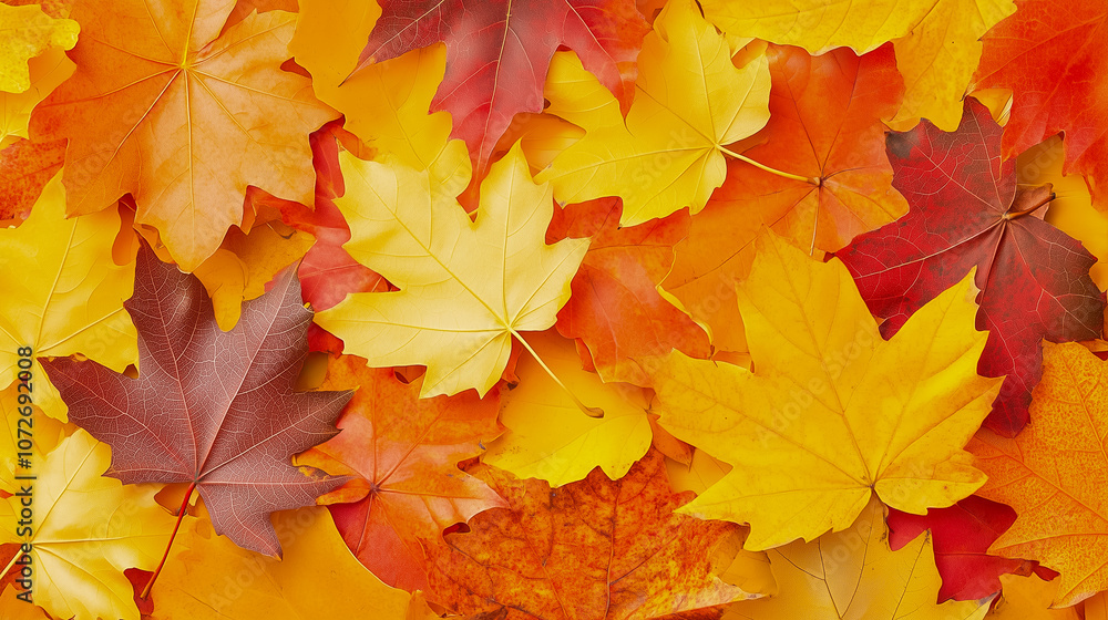 Fallen leaves in varying shades of red, yellow, and orange create a beautiful autumn tapestry on the ground Fallen leaves in varying shades of red, yellow, and orange create a beautiful autumn tapestry on the ground