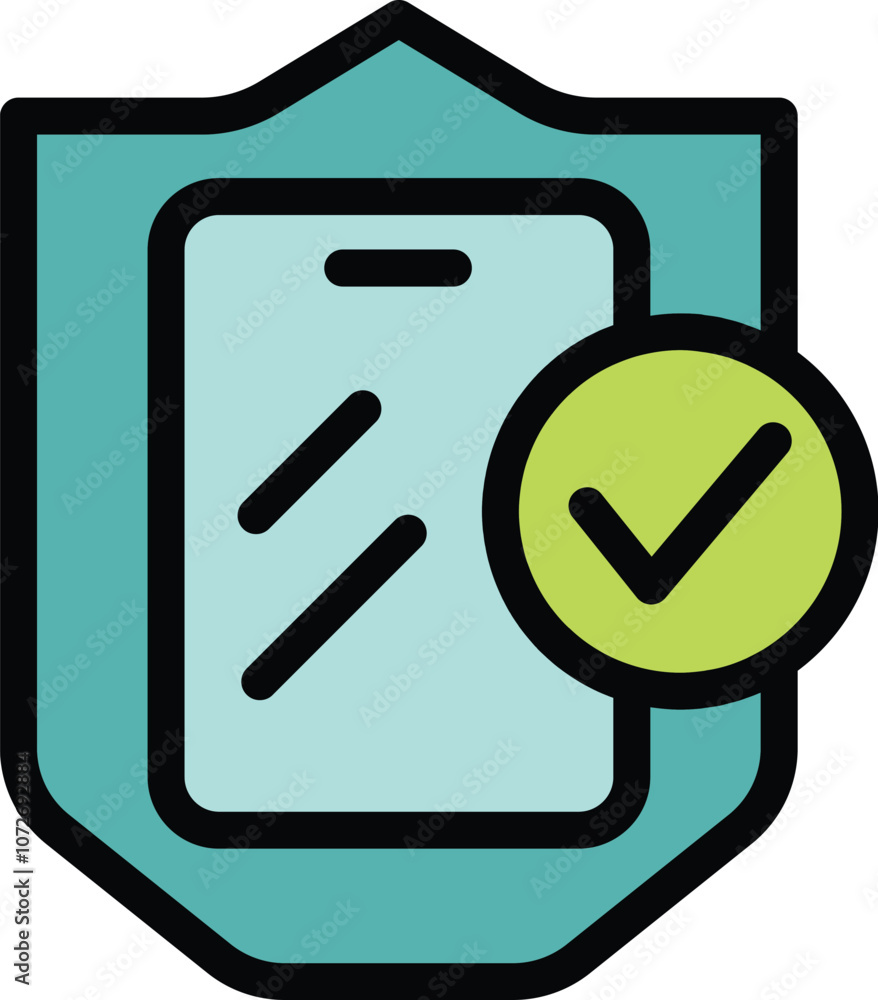 Smartphone is being protected by a shield, representing mobile security Smartphone is being protected by a shield, representing mobile security