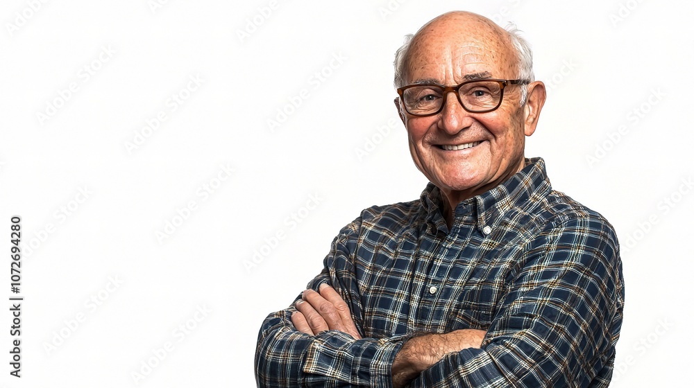 Senior man with a warm smile and crossed arms, exuding confidence and approachability in a friendly pose, perfect for representing wisdom and experience in lifestyle imagery. Senior man with a warm smile and crossed arms, exuding confidence and approachability in a friendly pose, perfect for representing wisdom and experience in lifestyle imagery.