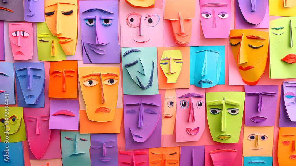 A vibrant sticky note collection representing different emotions and feelings, artistic and expressive. A vibrant sticky note collection representing different emotions and feelings, artistic and expressive.