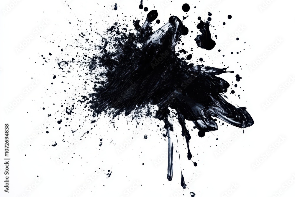 Abstract Black Ink Splatter on White Background - Artistic Texture for Design Abstract Black Ink Splatter on White Background - Artistic Texture for Design