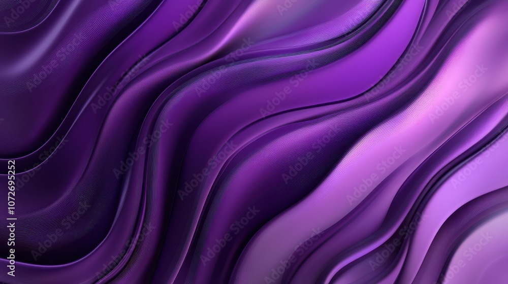 Fototapeta premium Abstract Purple Wavy Background - Liquid Smooth Texture, 3D Rendered Design.