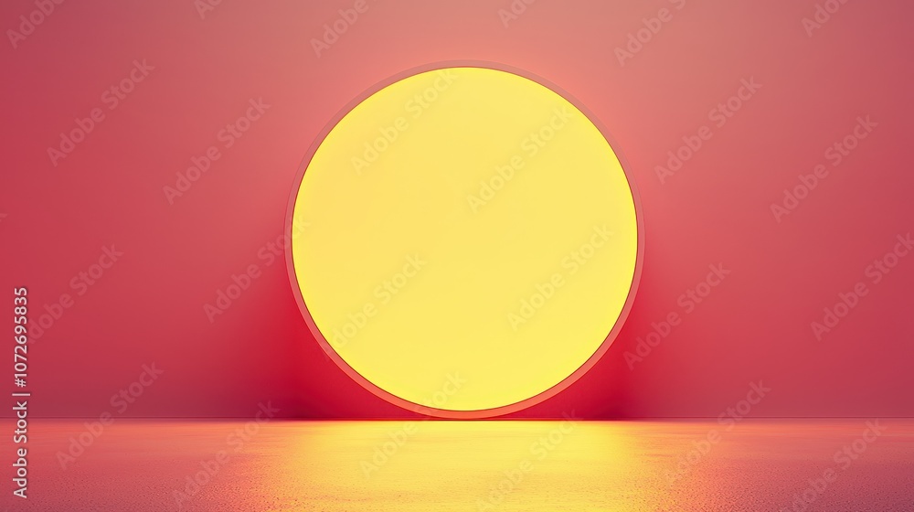 Minimalist 3D Room with Yellow Circle Light and Pink Wall Minimalist 3D Room with Yellow Circle Light and Pink Wall