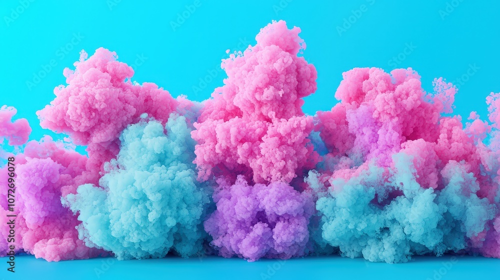 Fototapeta premium Abstract Colorful Smoke Clouds Pink Blue Purple 3D Render Background Texture
