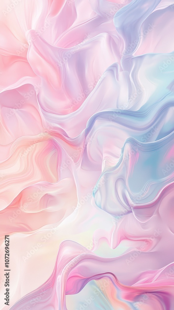 Obraz premium Abstract Pink and Blue Swirling Background, Soft, Delicate, Flowing, Pastel Colors.