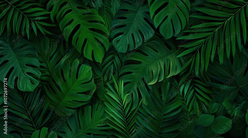 Lush Tropical Leaves Green Foliage Nature Wallpaper Jungle Texture Botanical Backgroun Lush Tropical Leaves Green Foliage Nature Wallpaper Jungle Texture Botanical Backgroun