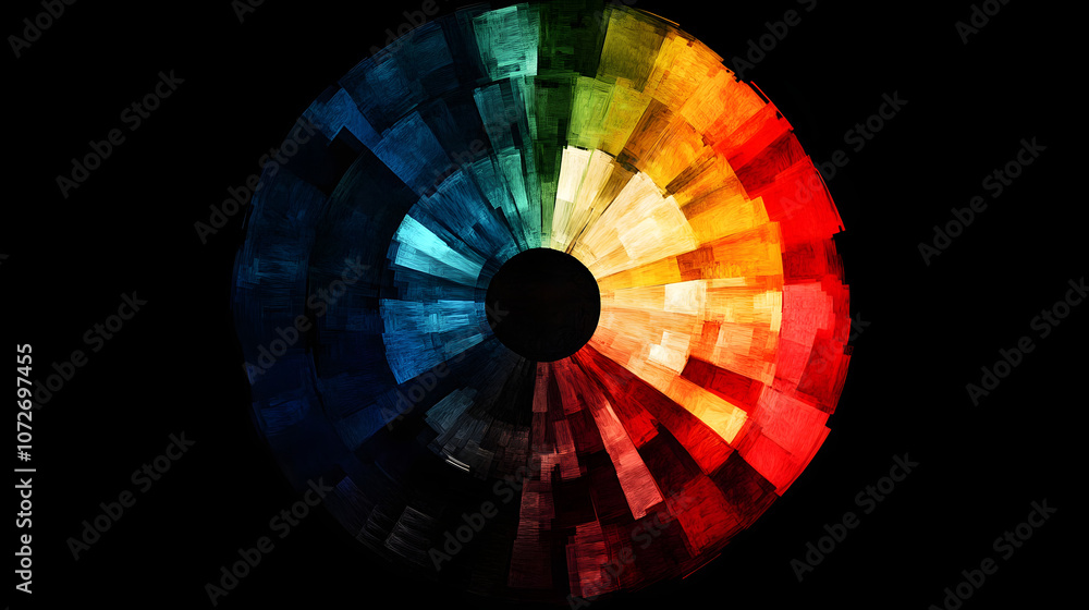 Obraz premium A visually striking color wheel highlighting primary, secondary, and tertiary color relationships.