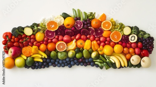 Rainbow assortment of fresh produce highlighting healthy food variety