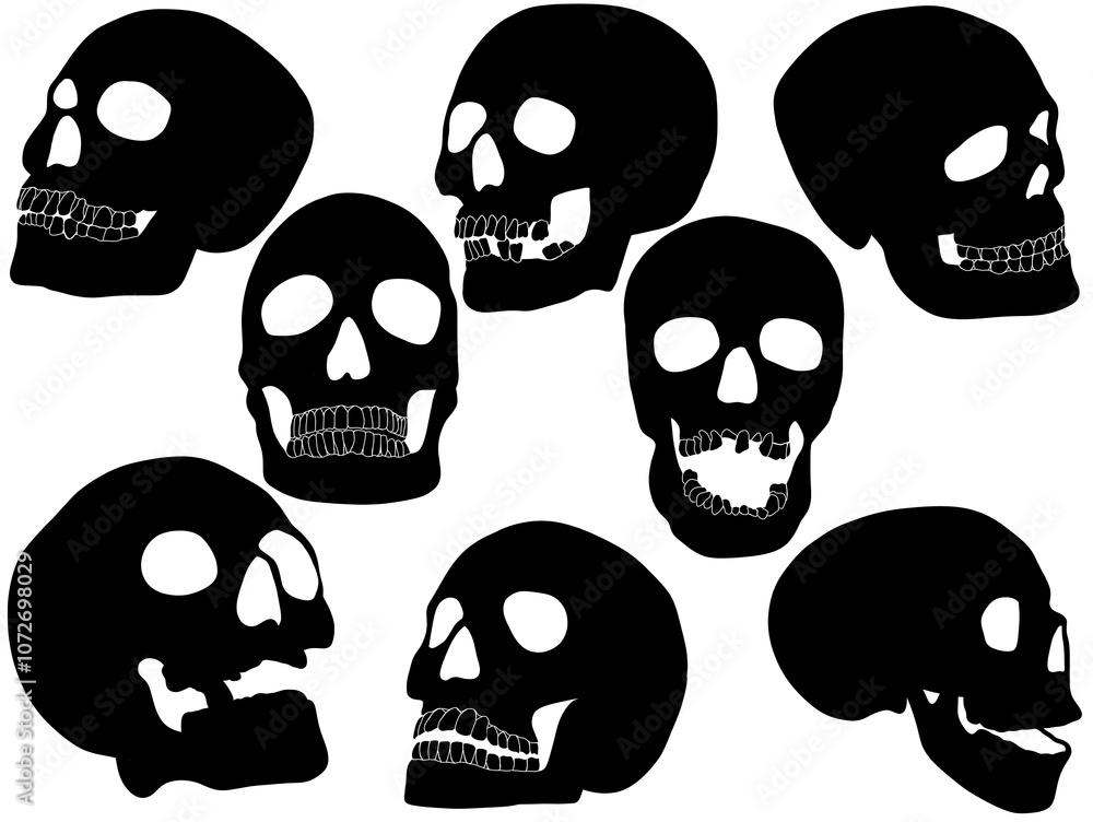 Outline design Skull silhouette dark art. Gothic skull silhouette Halloween. Creepy Skull silhouette logo Tattoo. Skull silhouette illustration. Outline design Skull silhouette dark art. Gothic skull silhouette Halloween. Creepy Skull silhouette logo Tattoo. Skull silhouette illustration.