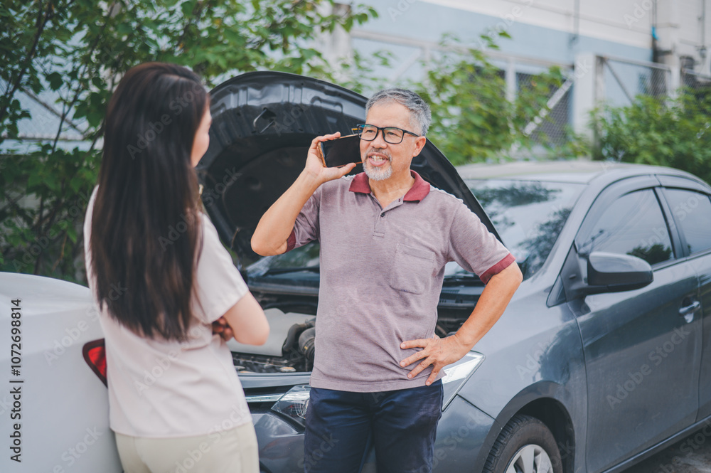 parties are quarreling due to a car accident while waiting for the insurance agent to clear it. parties are quarreling due to a car accident while waiting for the insurance agent to clear it.