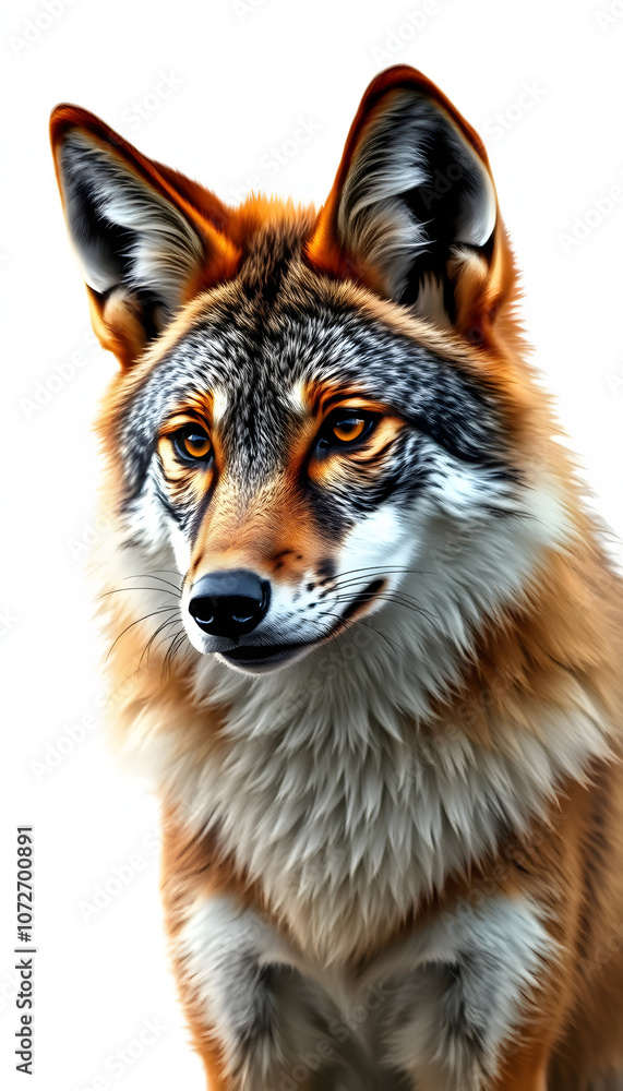 Fototapeta premium Coyote isolated with white highlights, png