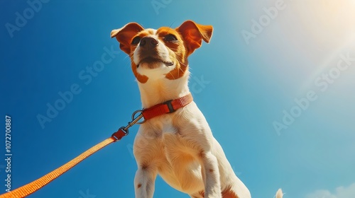 Low-angle View of a Dog on a Leach on a Sunny Day