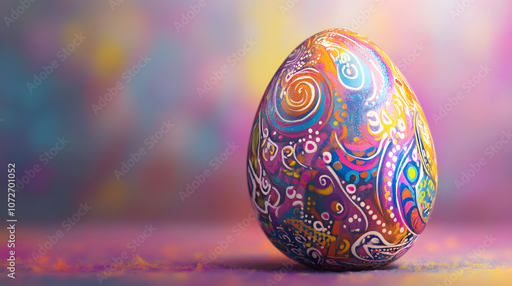 Abstract Easter egg with hand-drawn patterns and spring colors. Abstract Easter egg with hand-drawn patterns and spring colors.