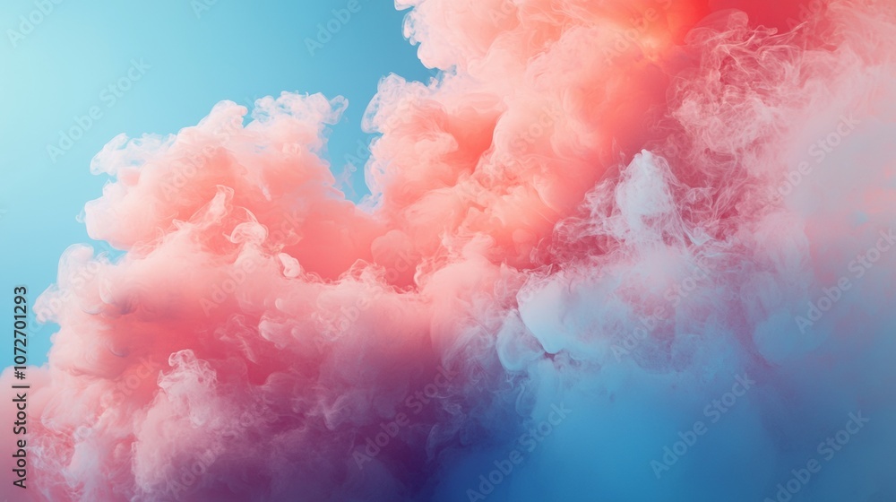 Fototapeta premium Pink and blue smoke in abstract art composition