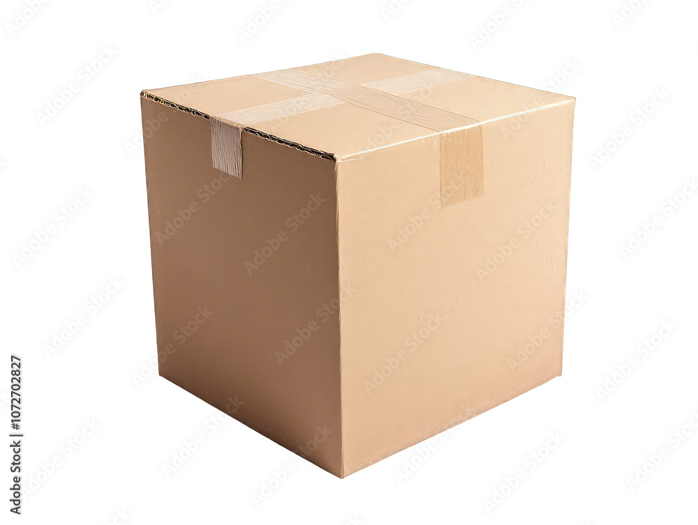 Plain brown cardboard box isolated on transparent background Plain brown cardboard box isolated on transparent background