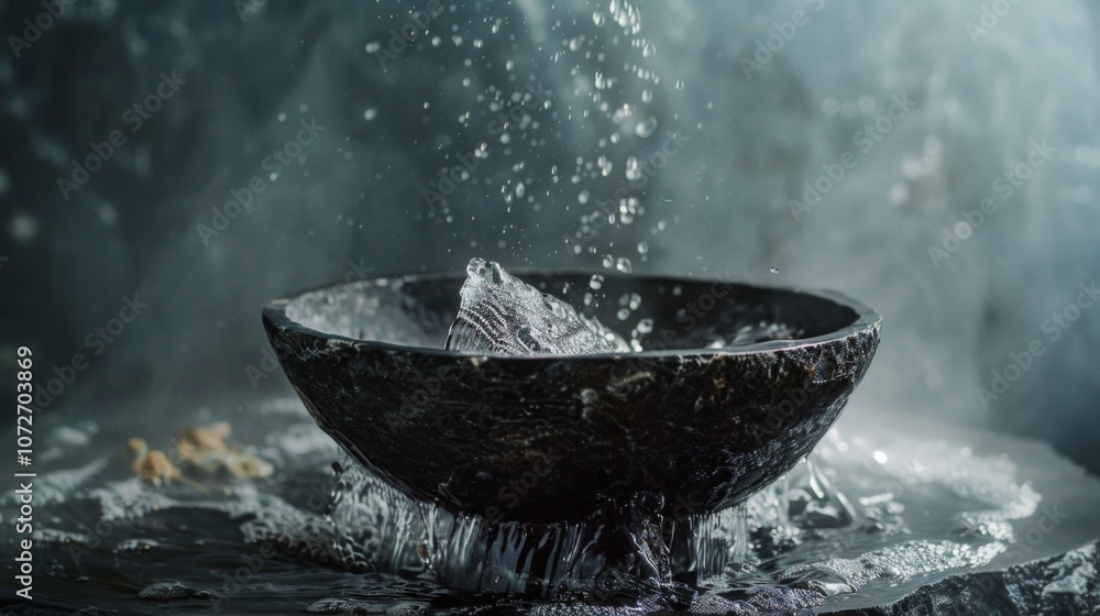 Tranquil water fountain with gentle splashes Tranquil water fountain with gentle splashes