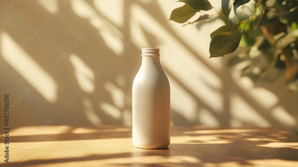 White Bottle on a Wooden Table White Bottle on a Wooden Table